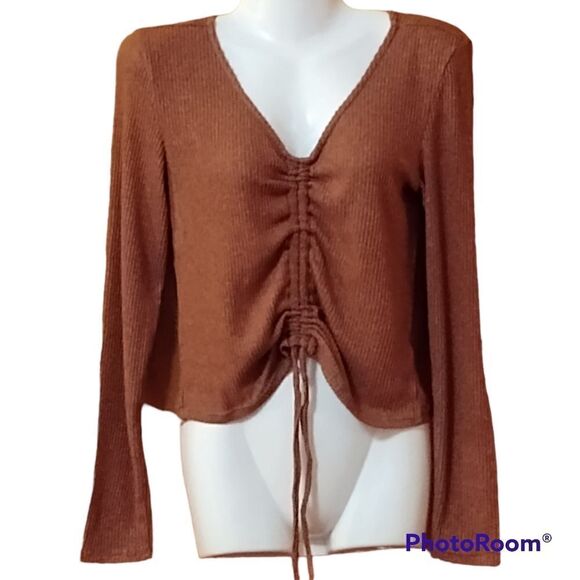 Cozie by Pink Rose Cropped Knit Top Sz S Burnt Orange - Picture 1 of 4